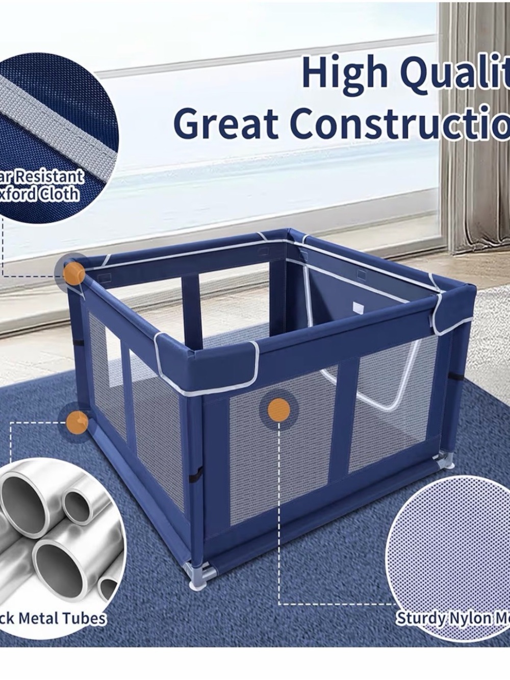 Navy Blue Portable Dog Playpen